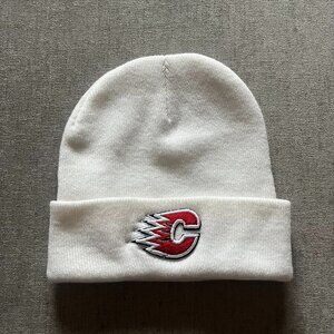 Calgary Flames Beanie Hat Adult White OSFA NHL Hockey Outdoor Active Sports